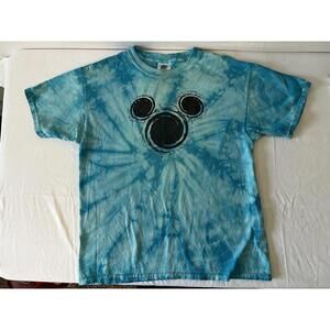 Disney Mickey Mouse Silhouette Blue Tie Dye T-Shirt Kids Large L (14/16) Resort